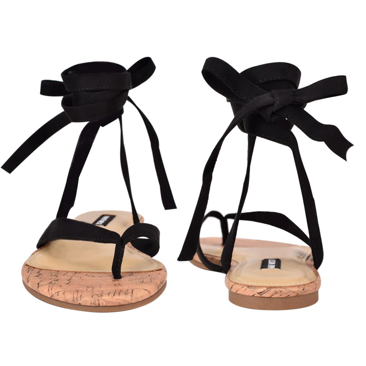 Flat Sandals Nine West Tiedup Ankle Wrap Mujer Negras | 2746LXRCD