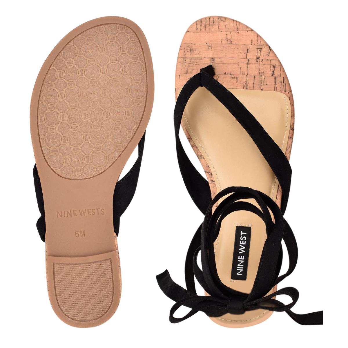 Flat Sandals Nine West Tiedup Ankle Wrap Mujer Negras | 2746LXRCD