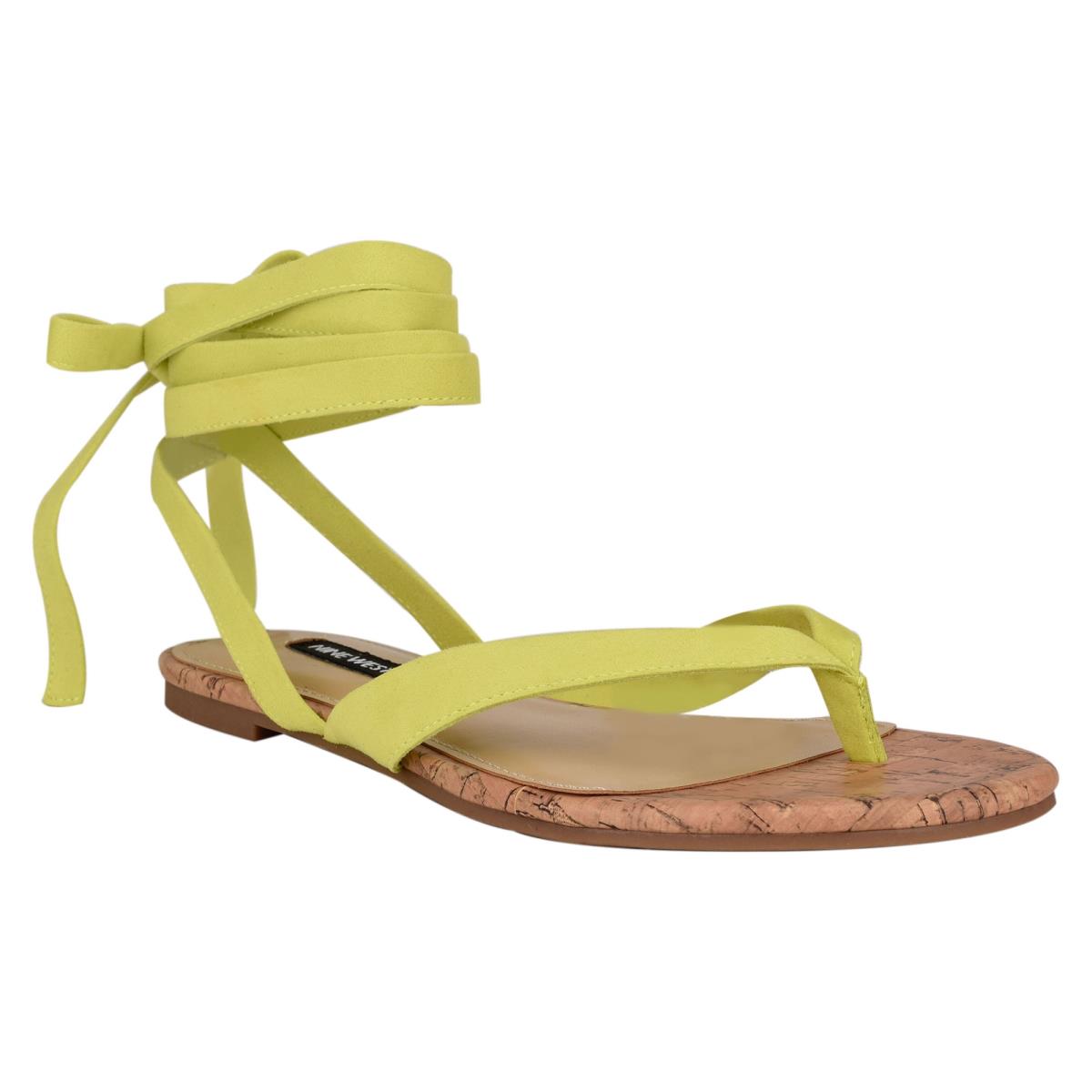 Flat Sandals Nine West Tiedup Ankle Wrap Mujer Verde Claro | 4678XCAQZ