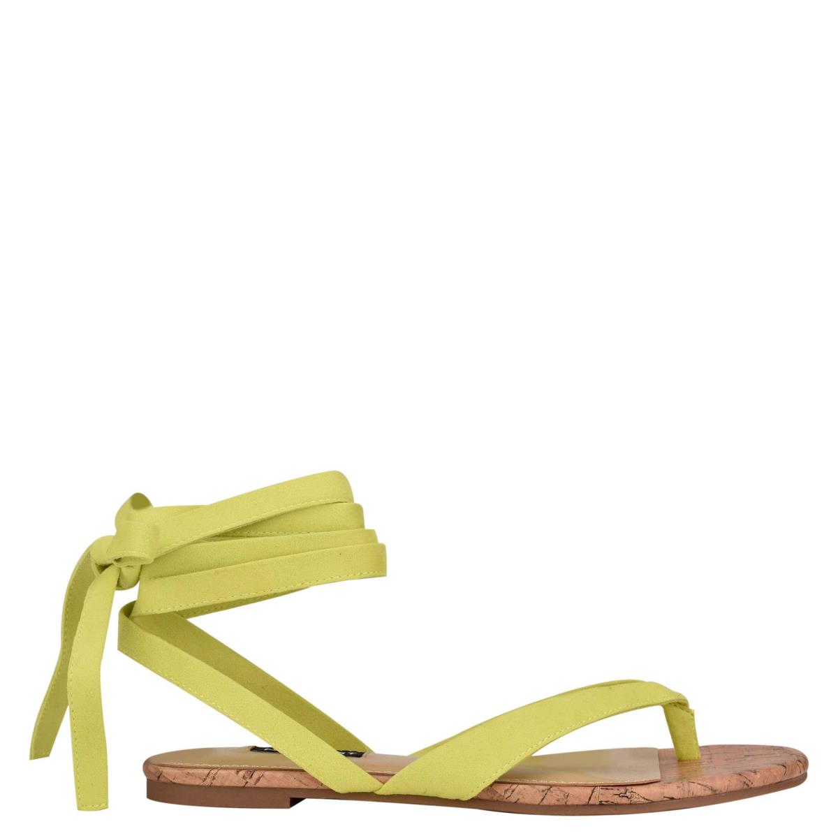 Flat Sandals Nine West Tiedup Ankle Wrap Mujer Verde Claro | 4678XCAQZ