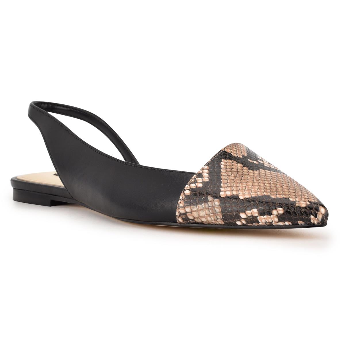 Flats Nine West Beads Slingback Pointy Toe Mujer Negras Serpent | 6715ZECAR