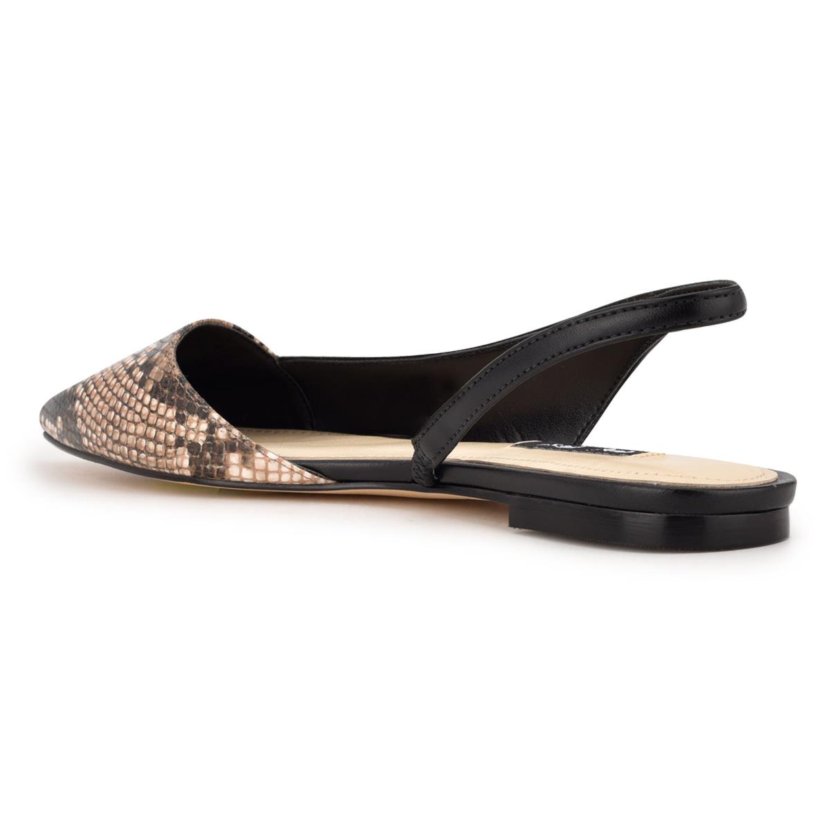 Flats Nine West Beads Slingback Pointy Toe Mujer Negras Serpent | 6715ZECAR