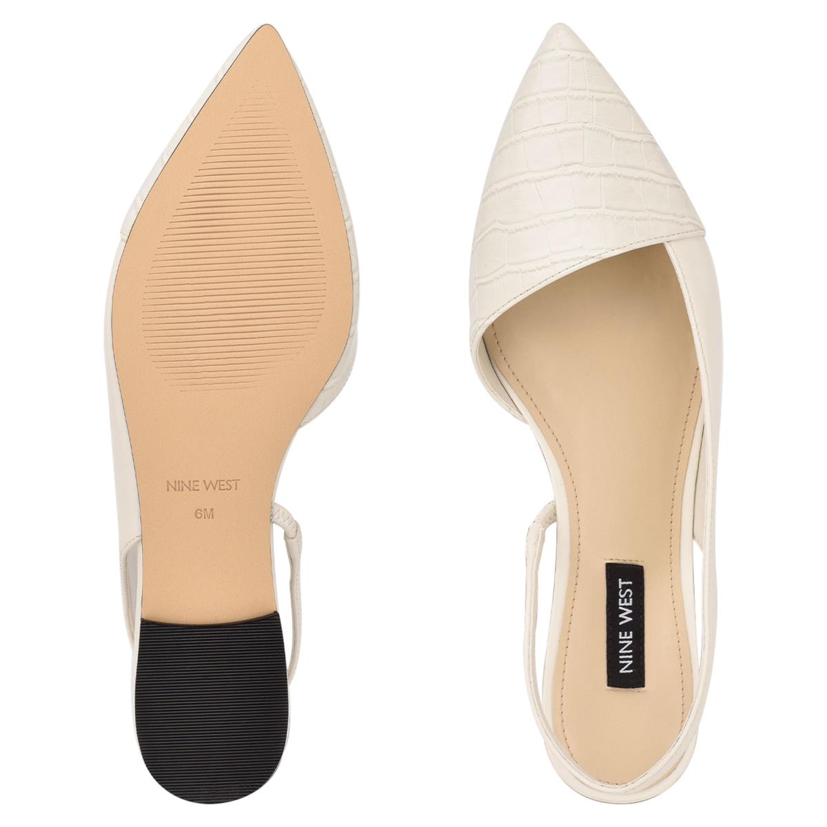 Flats Nine West Beads Slingback Pointy Toe Mujer Beige Creme | 8741WTFZC