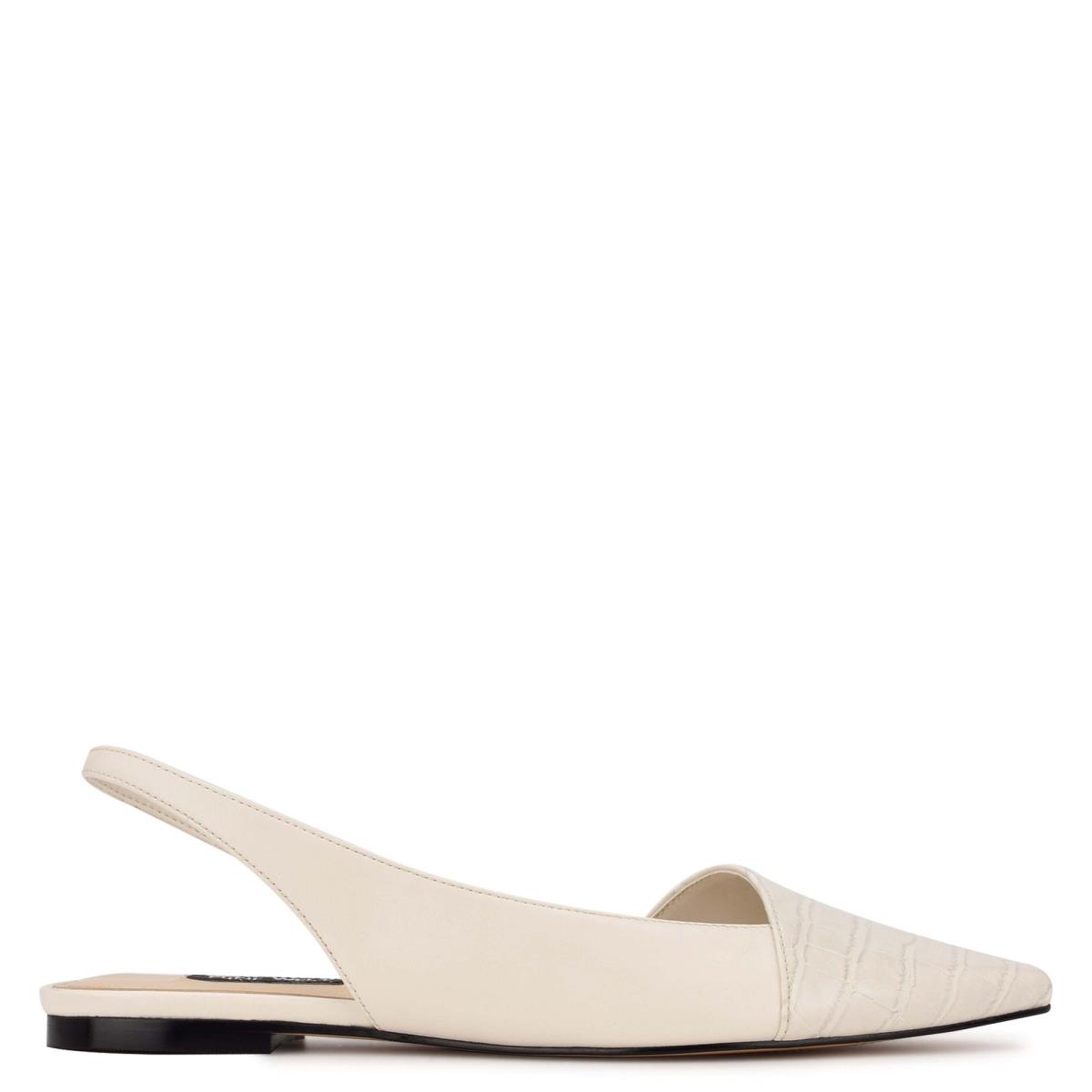 Flats Nine West Beads Slingback Pointy Toe Mujer Beige Creme | 8741WTFZC