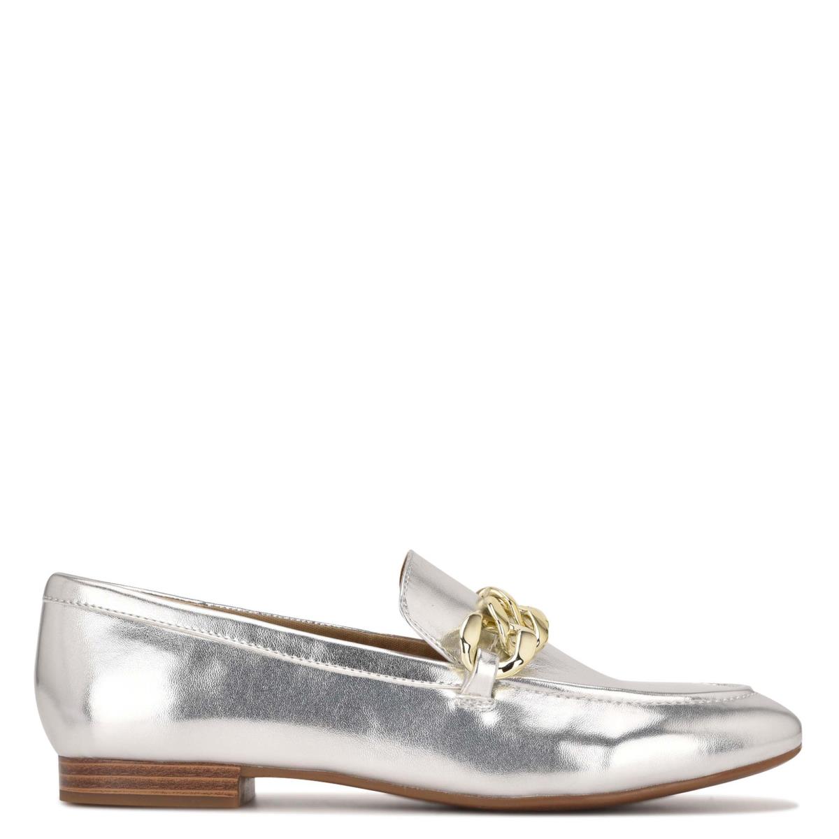 Loafers Nine West Chain Slip-On Mujer Plateadas | 9714ZROMG