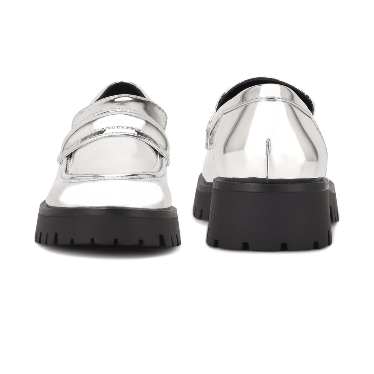 Loafers Nine West Garren Lug Sole Mujer Plateadas | 0342ENXRC