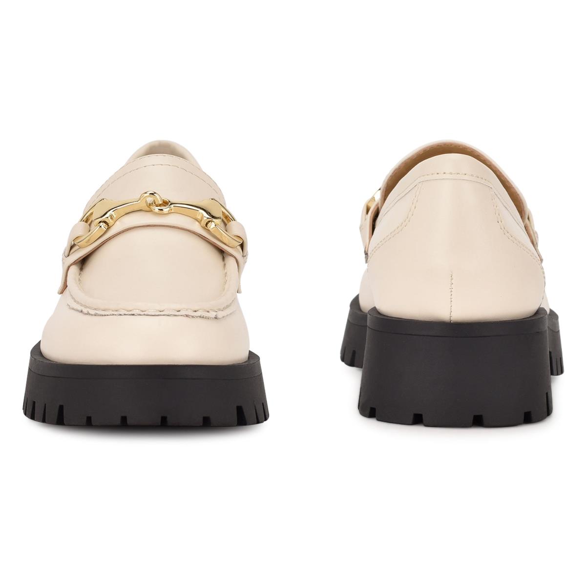 Loafers Nine West Gonehme Lug Sole Mujer Creme | 2573CMXNO