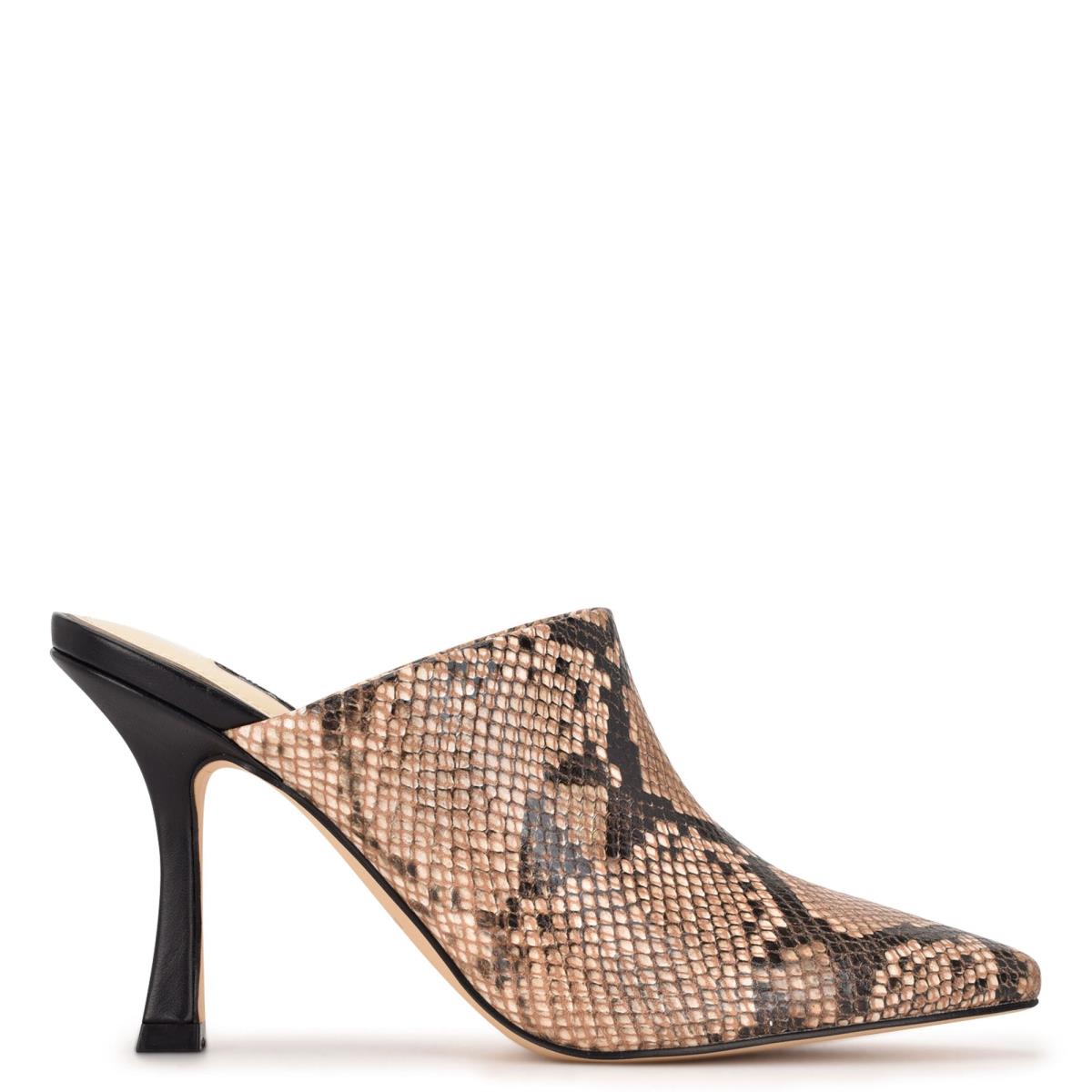 Mulas Nine West Ciao Heel Mujer Beige Serpent | 5413XJSHI