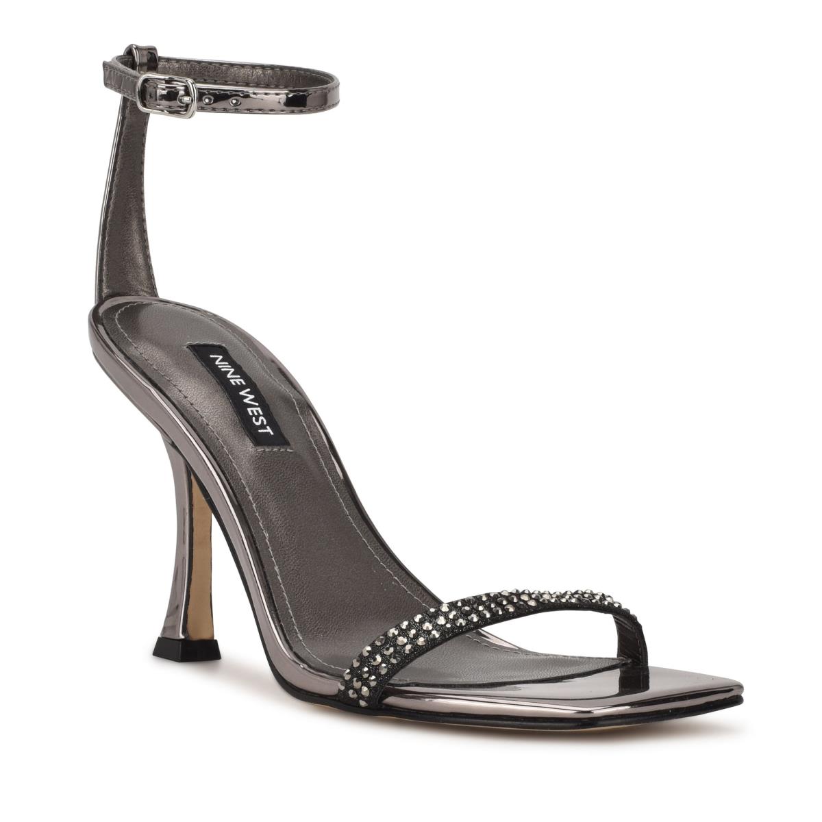 Sandalias Con Tiras Nine West Yess Rhinestone Ankle Mujer Azules Gris | 7421MSNEY