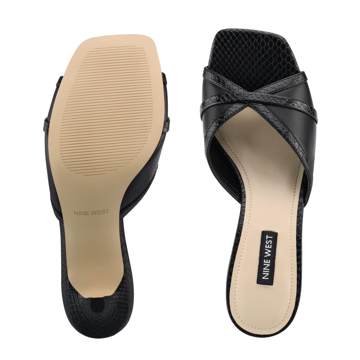 Sandalias Deslizantes Nine West Dainty Heeled Mujer Negras | 9573GHUMW