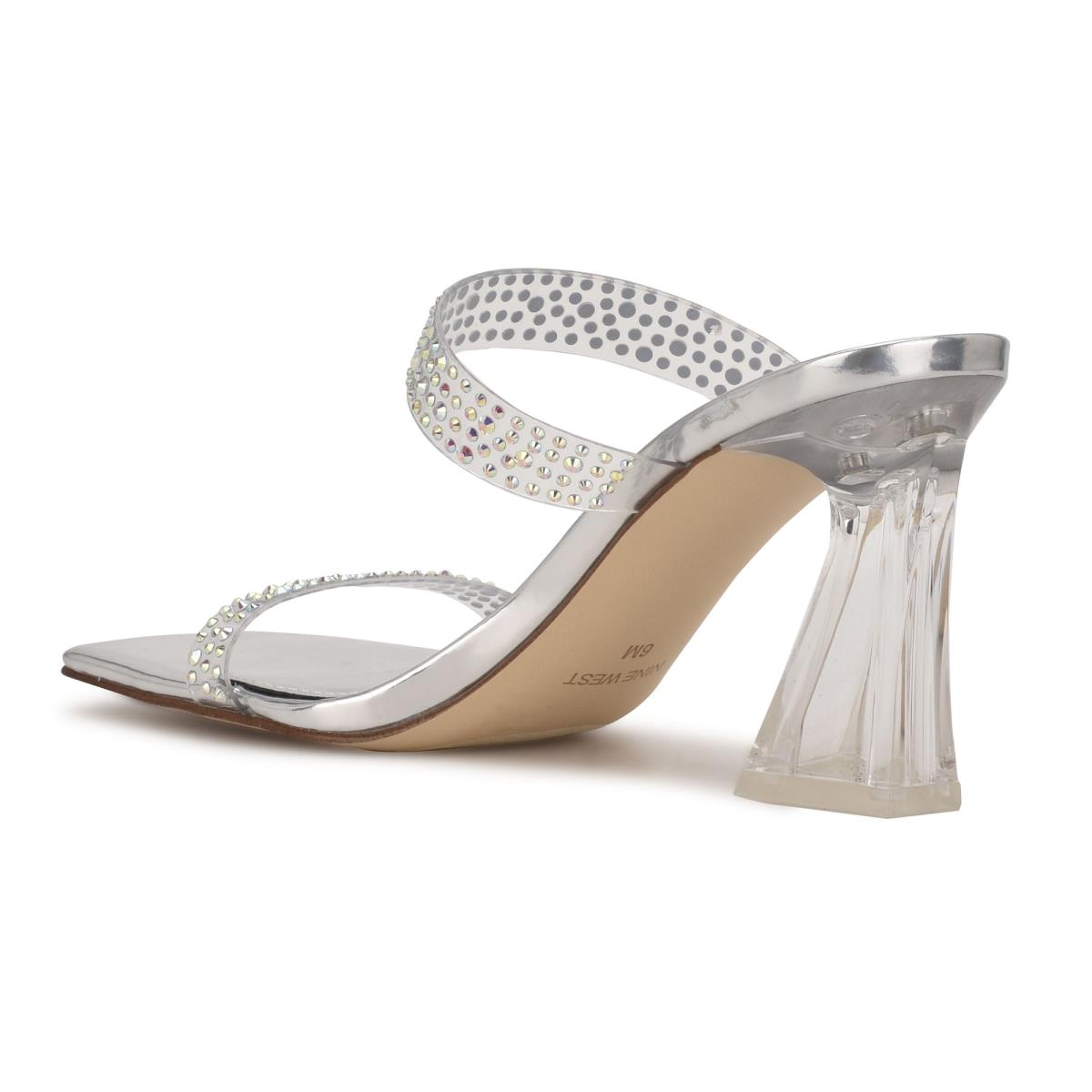 Sandalias Deslizantes Nine West Darla Heeled Mujer Plateadas | 9456TJHWA