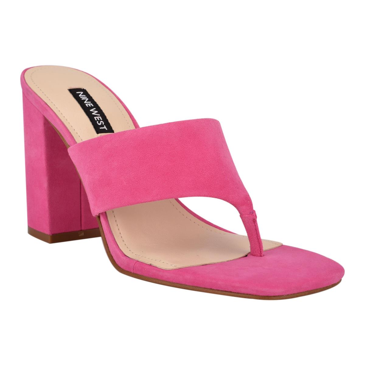 Sandalias Deslizantes Nine West Gogo Block Heel Mujer Rosas | 7245ILWQN