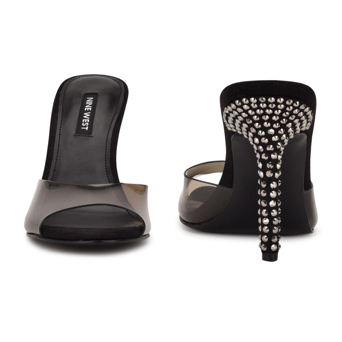 Sandalias Deslizantes Nine West Ido Rhinestone Heeled Mujer Negras | 1290CSKBT