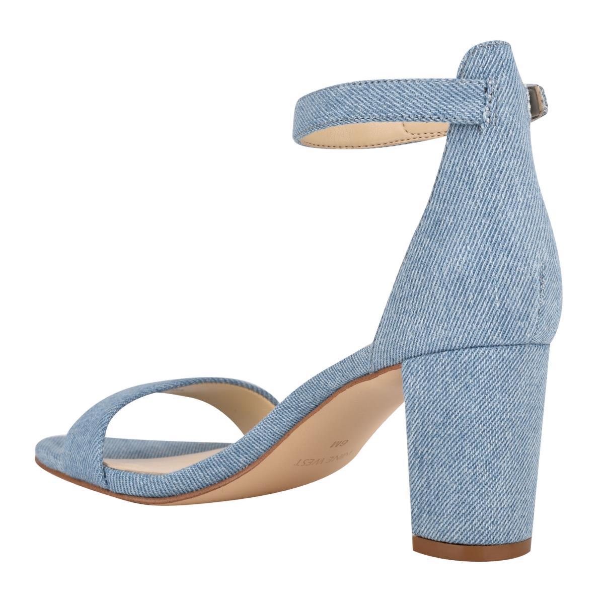 Sandalias Tacones Nine West Pruce Ankle Strap Block Mujer Azules | 0657DGIPR