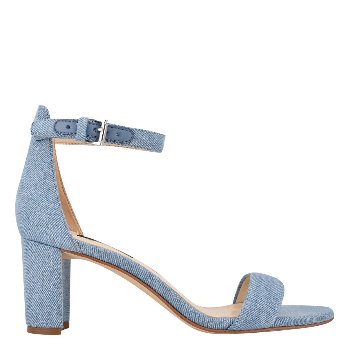 Sandalias Tacones Nine West Pruce Ankle Strap Block Mujer Azules | 0657DGIPR