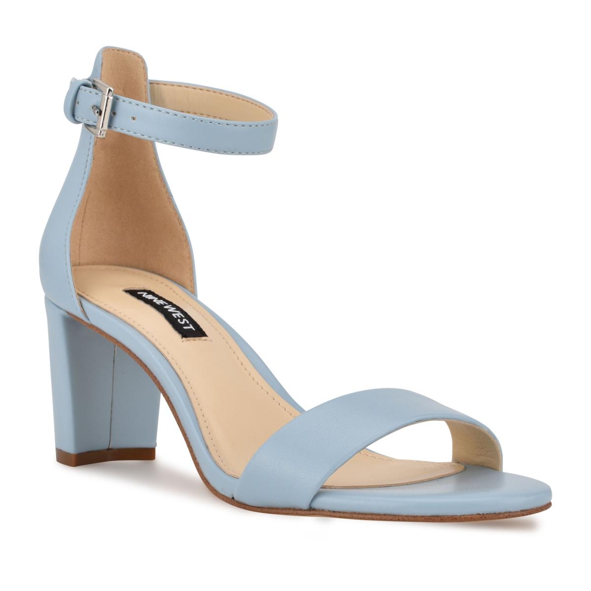 Sandalias Tacones Nine West Pruce Ankle Strap Block Mujer Azules | 0852JBEWN