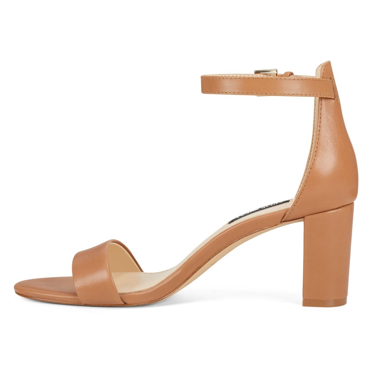 Sandalias Tacones Nine West Pruce Ankle Strap Block Mujer Beige | 7531IVRAX