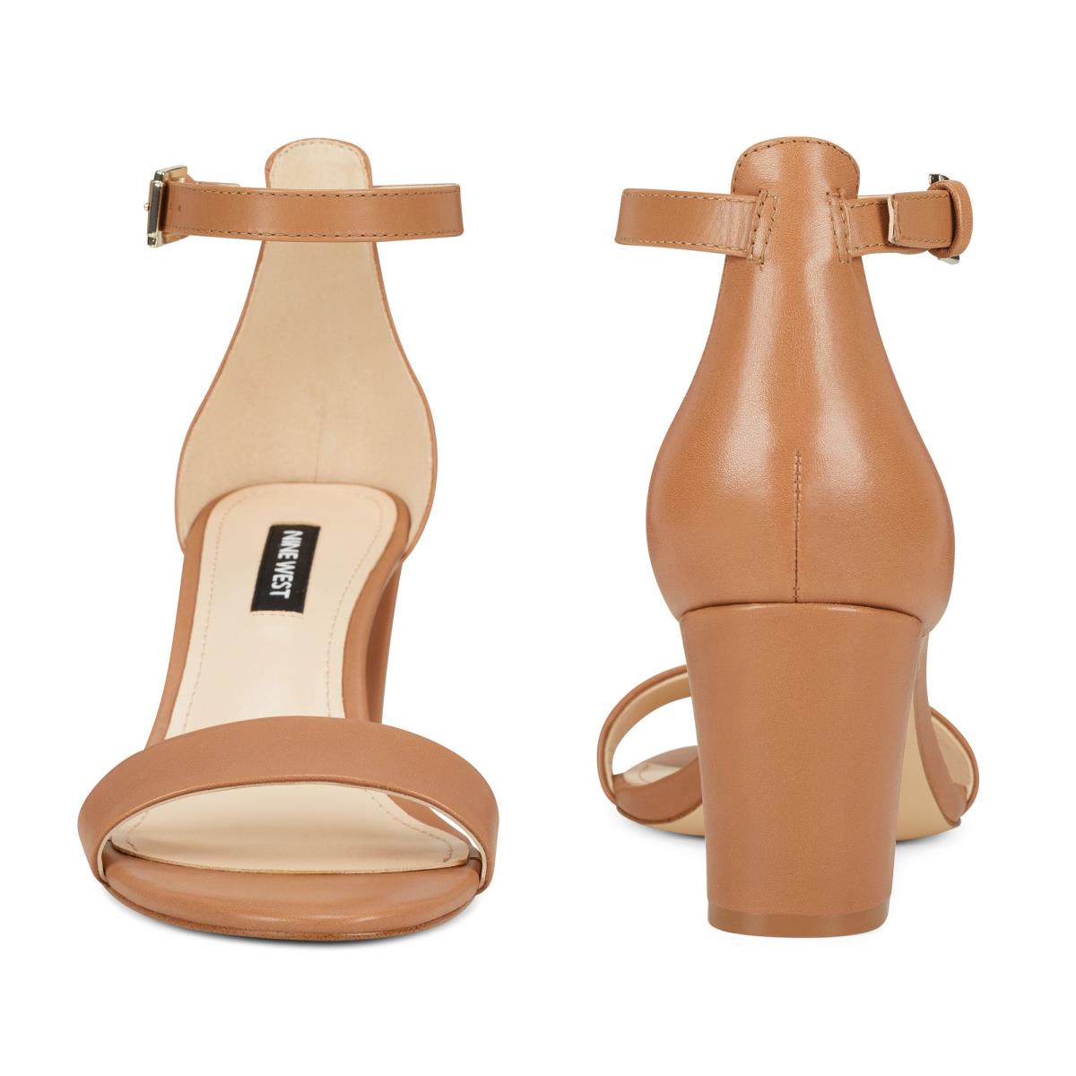 Sandalias Tacones Nine West Pruce Ankle Strap Block Mujer Beige | 7531IVRAX