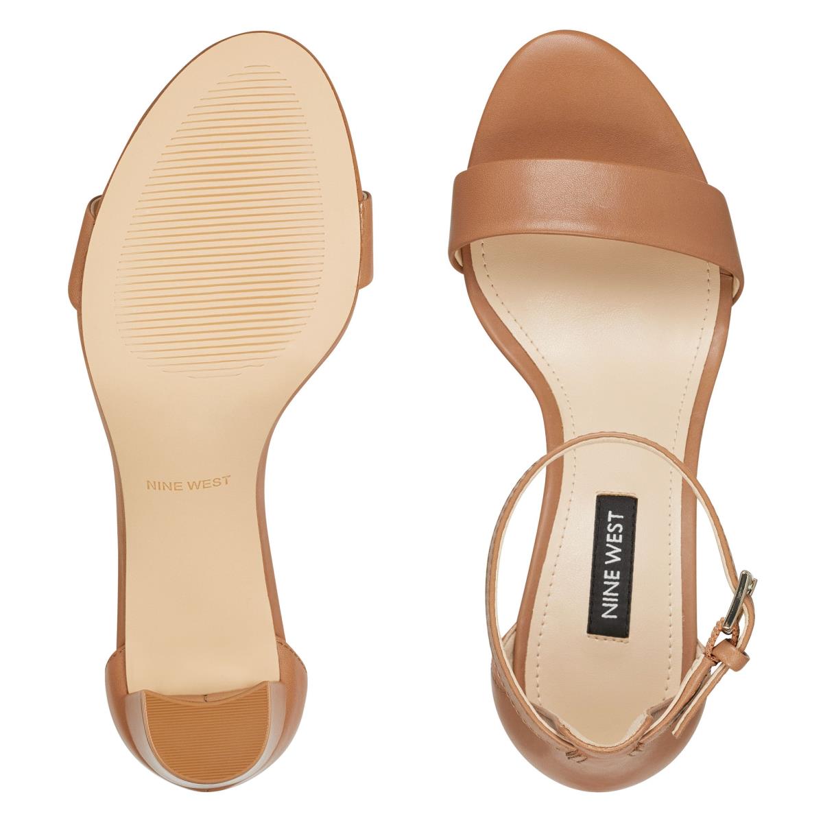 Sandalias Tacones Nine West Pruce Ankle Strap Block Mujer Beige | 7531IVRAX