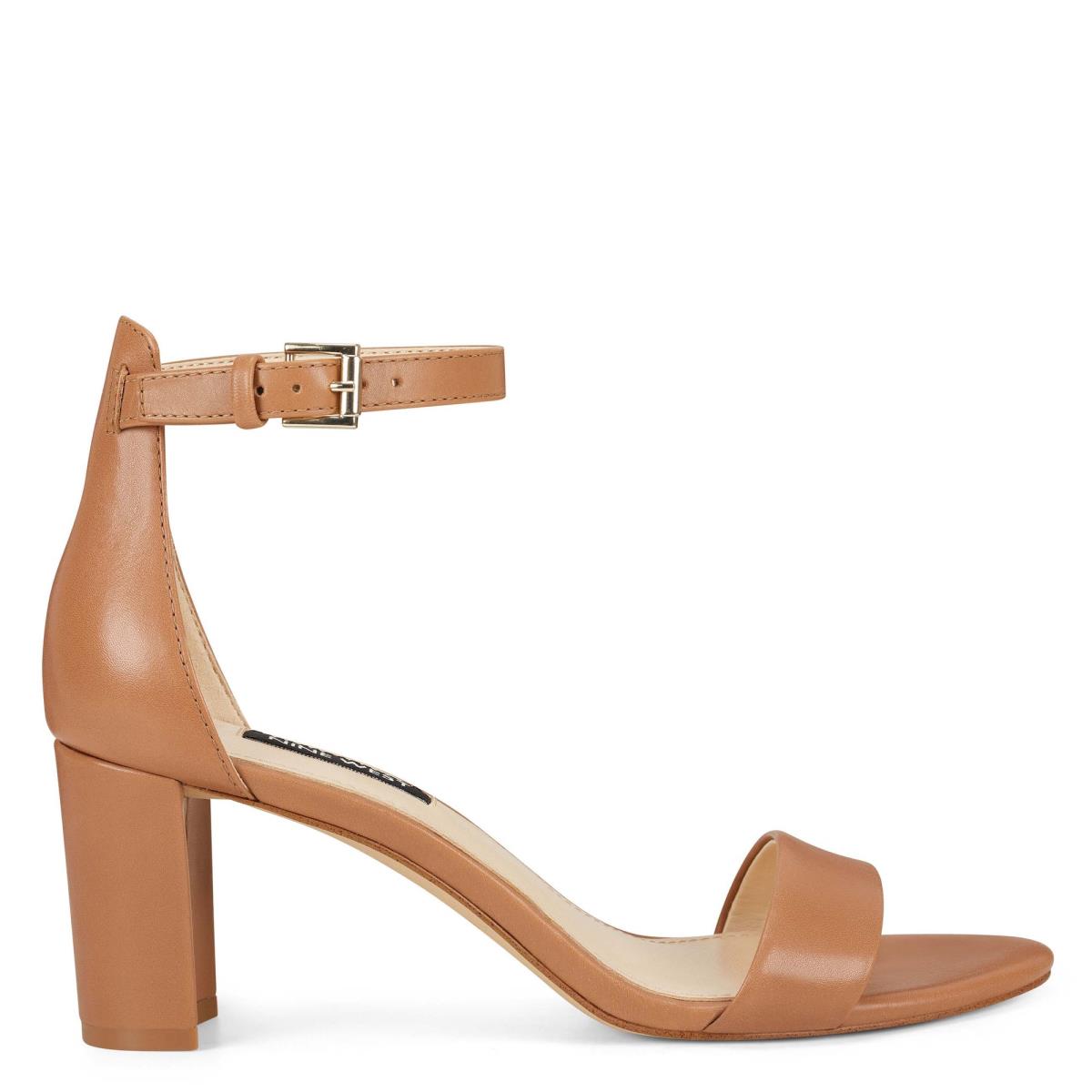 Sandalias Tacones Nine West Pruce Ankle Strap Block Mujer Beige | 7531IVRAX