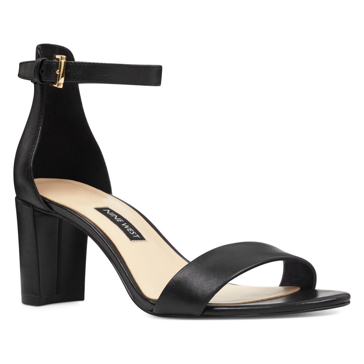 Sandalias Tacones Nine West Pruce Ankle Strap Block Mujer Negras | 8134VXFNE