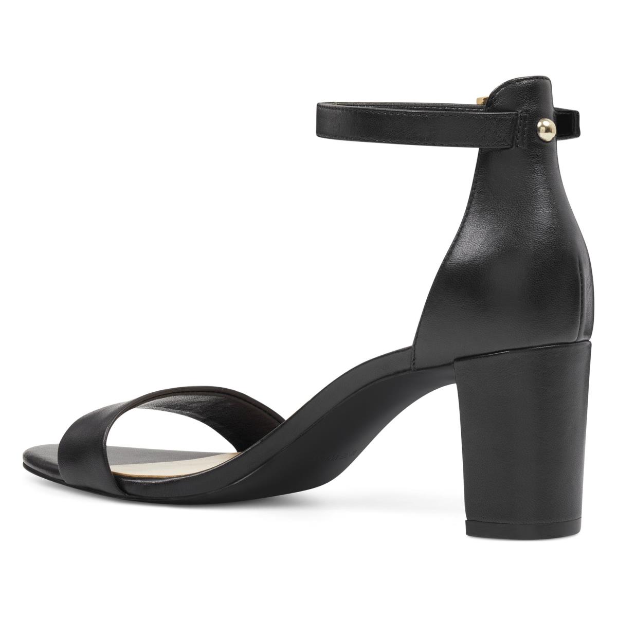 Sandalias Tacones Nine West Pruce Ankle Strap Block Mujer Negras | 8134VXFNE