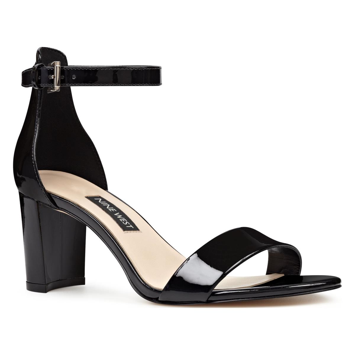 Sandalias Tacones Nine West Pruce Ankle Strap Block Mujer Negras | 9268EUOSF