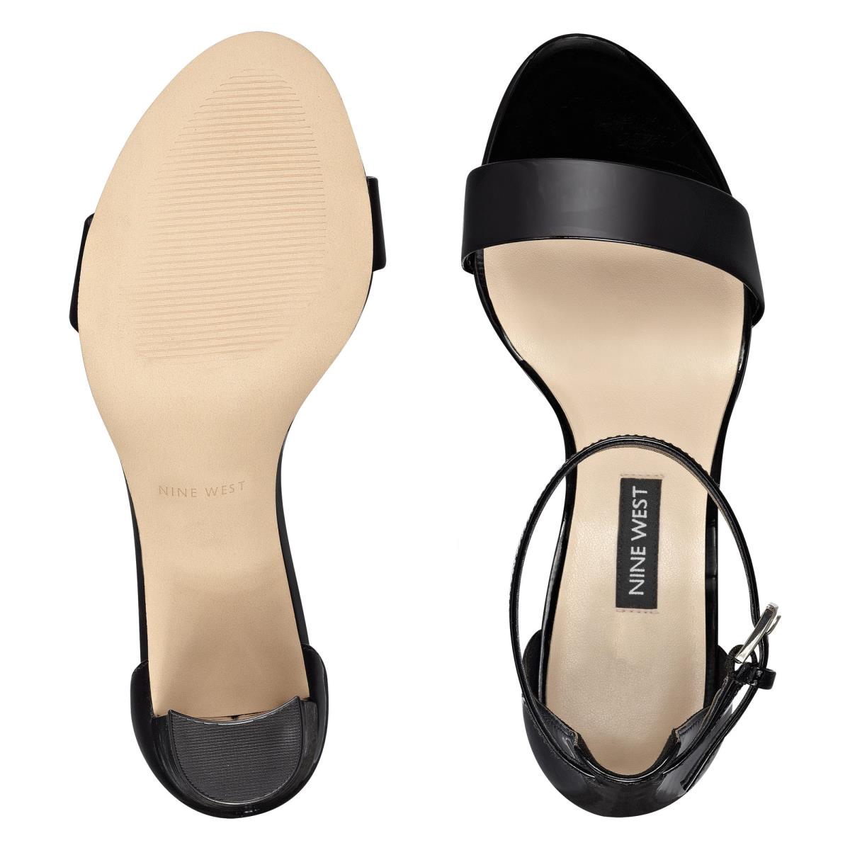 Sandalias Tacones Nine West Pruce Ankle Strap Block Mujer Negras | 9268EUOSF