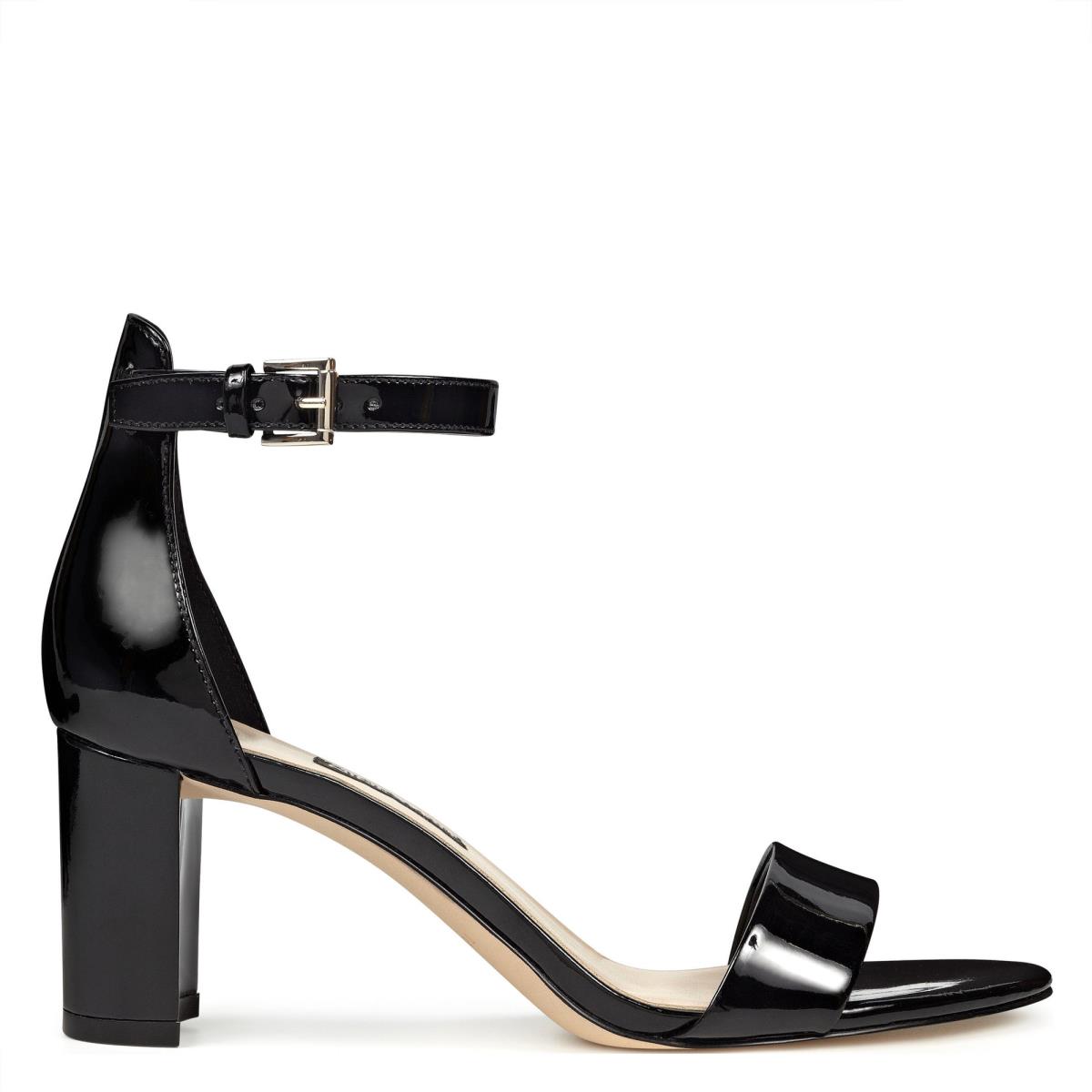 Sandalias Tacones Nine West Pruce Ankle Strap Block Mujer Negras | 9268EUOSF