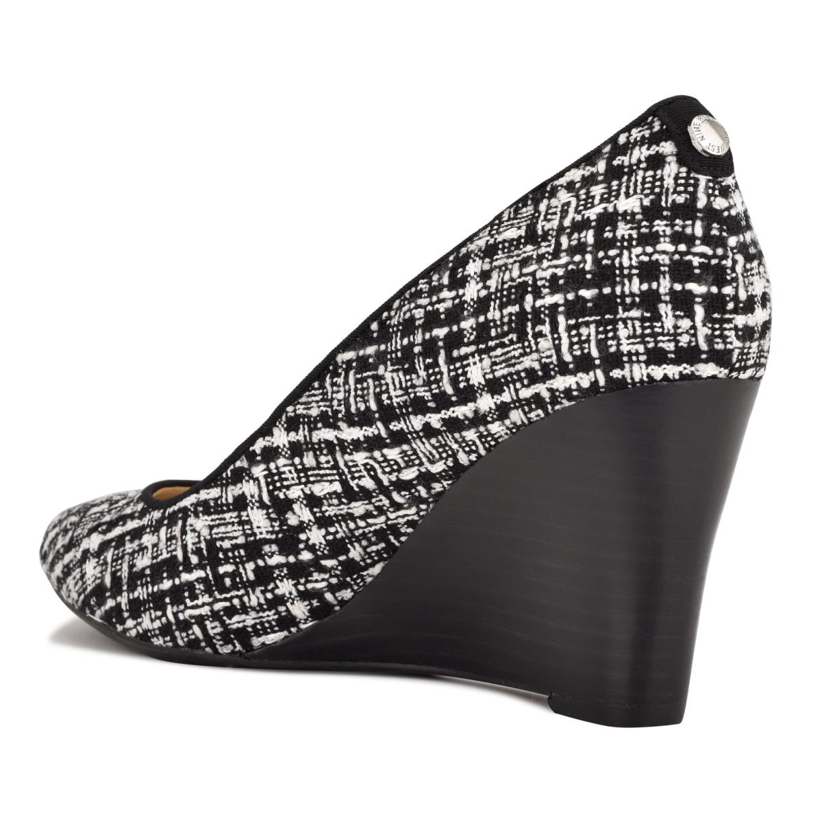 Wedges Nine West Cal 9x9 Dress Mujer Negras Blancas | 7395KPSGO