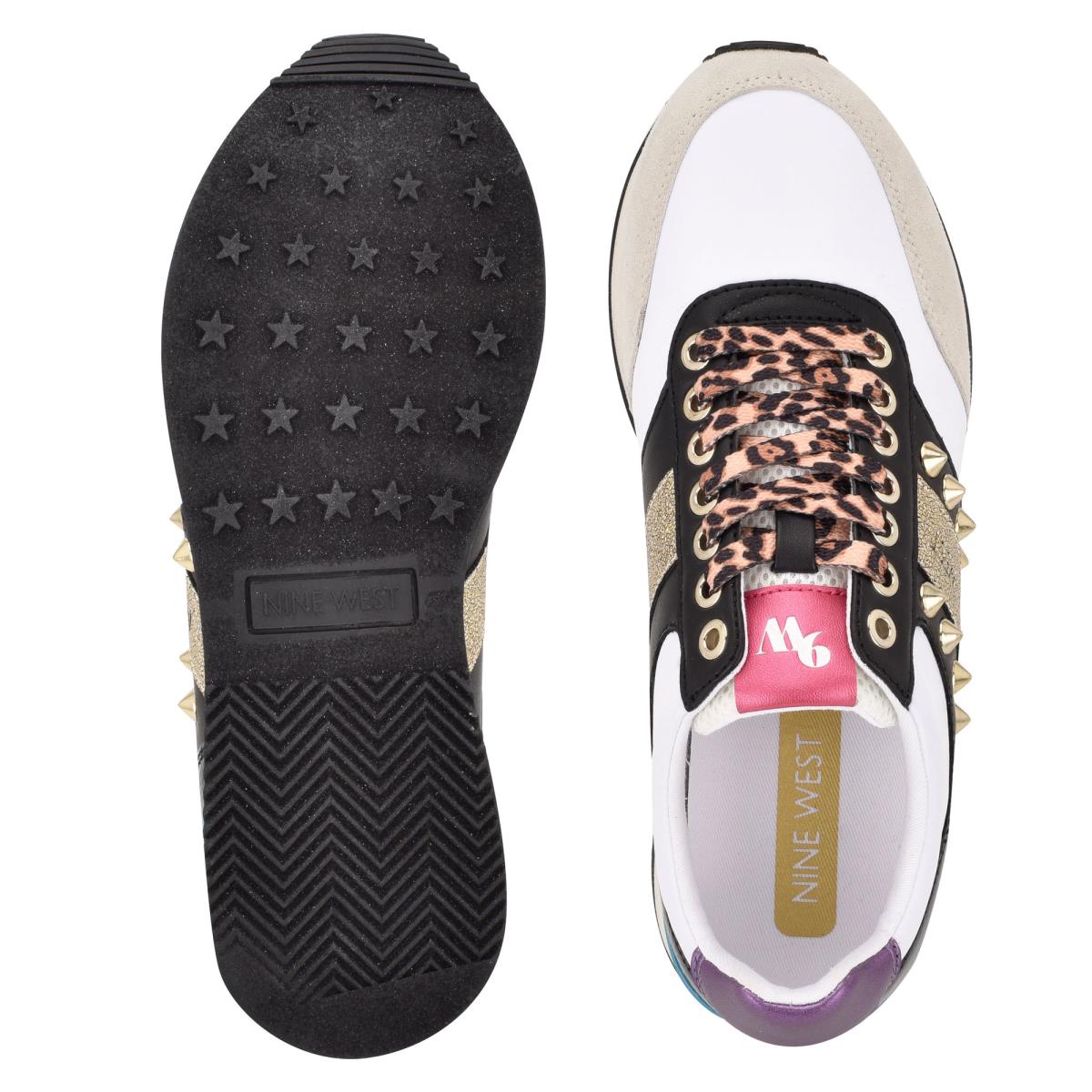 Zapatillas Nine West Bunnie Sneakers Mujer Doradas Blancas Negras | 9516OMSWD