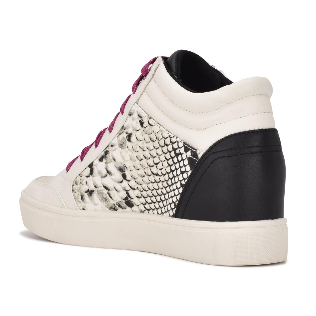 Zapatillas Nine West Tons High Top Hidden Wedge Sneakers Mujer Blancas Serpent | 0759CJUVT