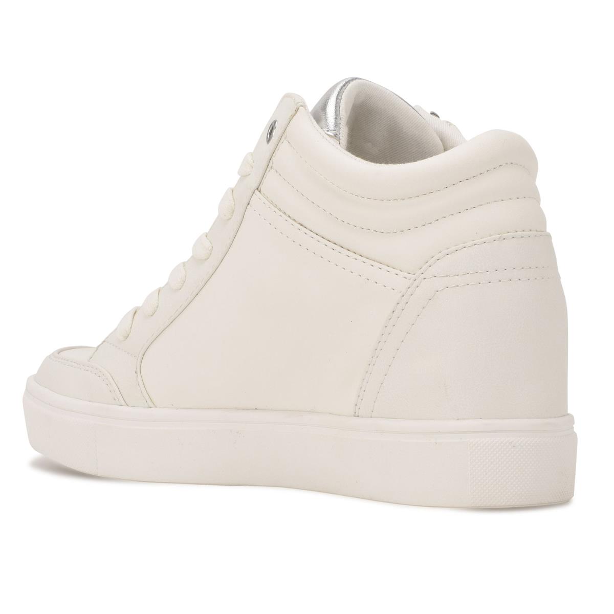 Zapatillas Nine West Tons High Top Hidden Wedge Sneakers Mujer Blancas Plateadas | 2614GKZDR