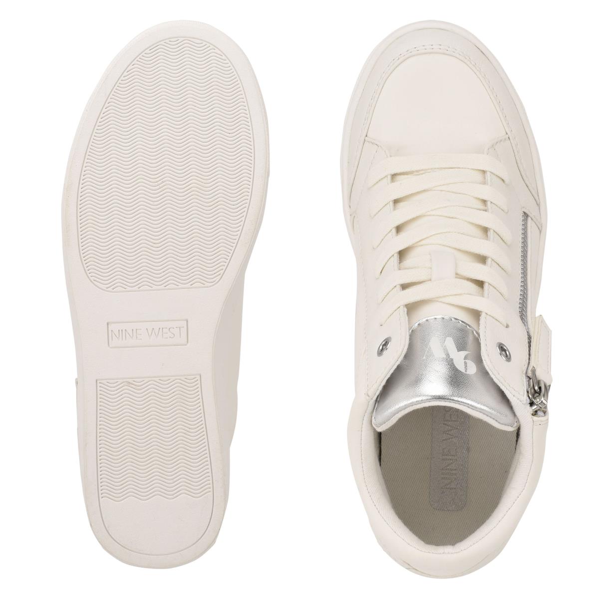 Zapatillas Nine West Tons High Top Hidden Wedge Sneakers Mujer Blancas Plateadas | 2614GKZDR