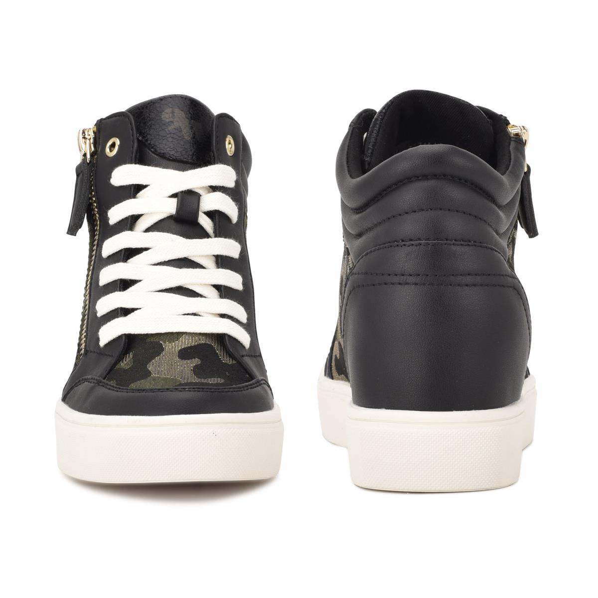 Zapatillas Nine West Tons High Top Hidden Wedge Sneakers Mujer Negras Camuflaje | 9235JQNIZ