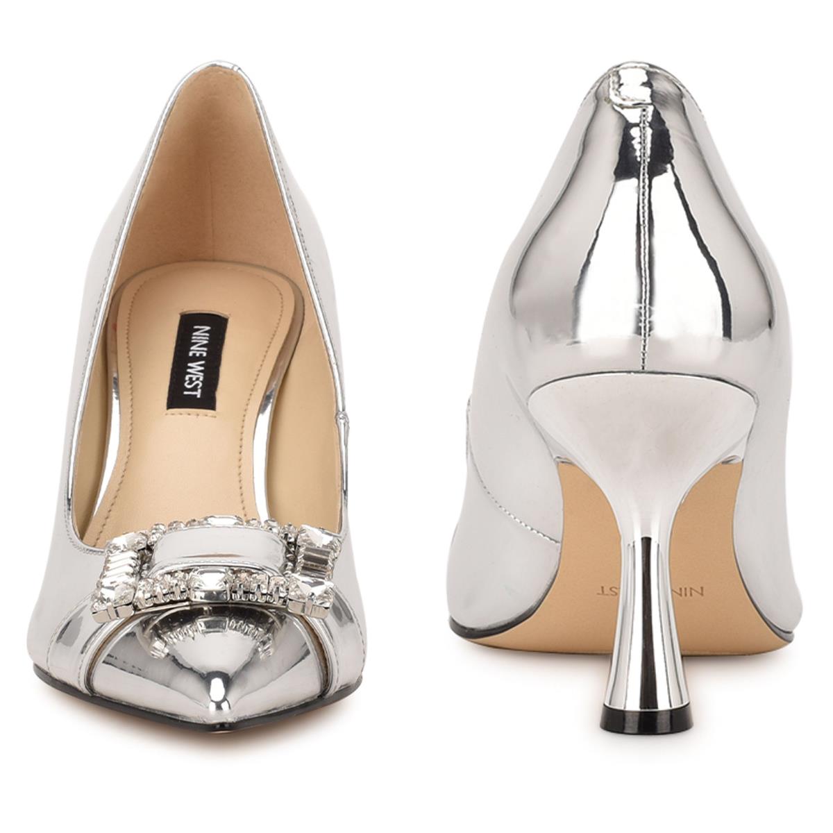 Zapatos De Salon Nine West Helyn Pointy Toe Mujer Plateadas | 7581HPNXM