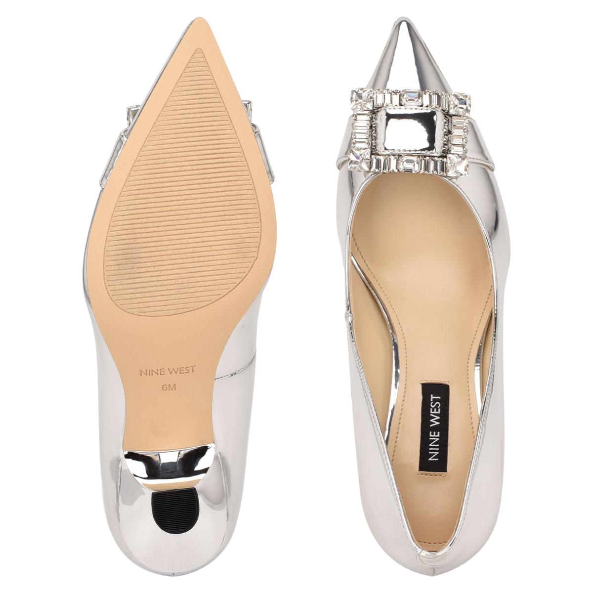 Zapatos De Salon Nine West Helyn Pointy Toe Mujer Plateadas | 7581HPNXM