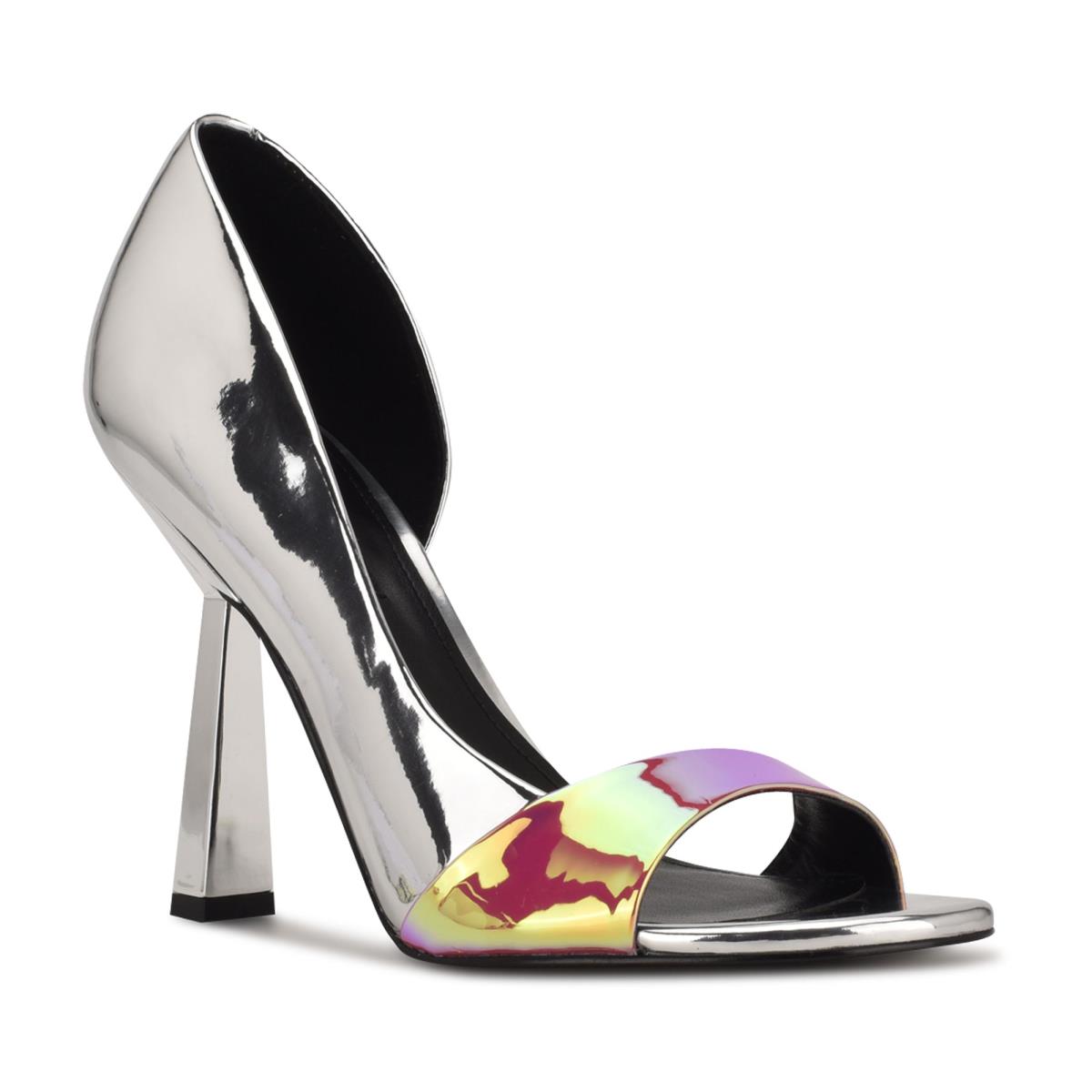 Zapatos De Salon Nine West Saidso Open Toe Mujer Plateadas Multicolor | 3057GKQET