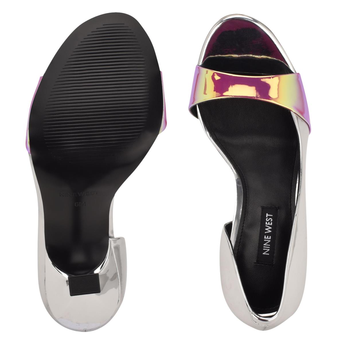 Zapatos De Salon Nine West Saidso Open Toe Mujer Plateadas Multicolor | 3057GKQET