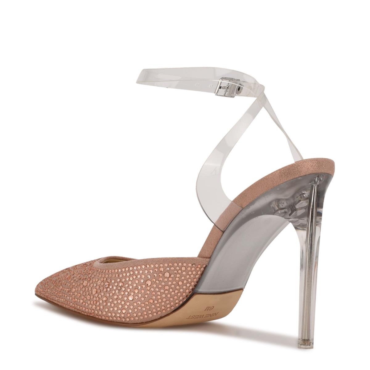 Zapatos De Salon Nine West Sparkel Ankle Strap Mujer Beige | 0867MCTJW