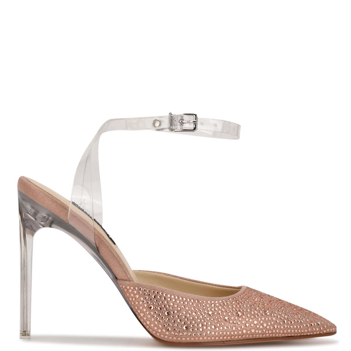 Zapatos De Salon Nine West Sparkel Ankle Strap Mujer Beige | 0867MCTJW