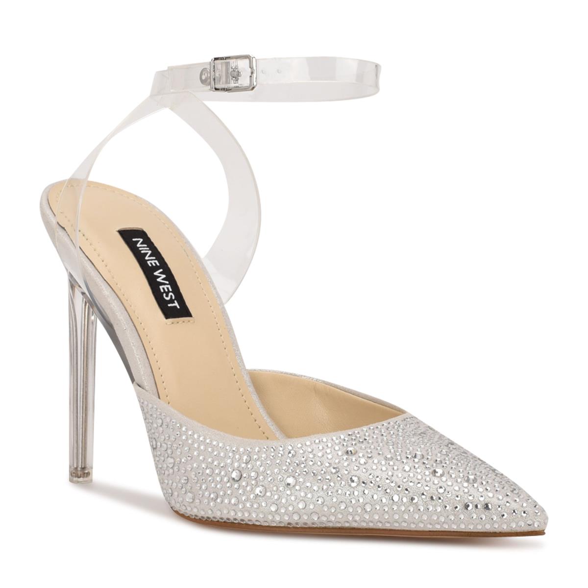 Zapatos De Salon Nine West Sparkel Ankle Strap Mujer Blancas | 9480VJNOD