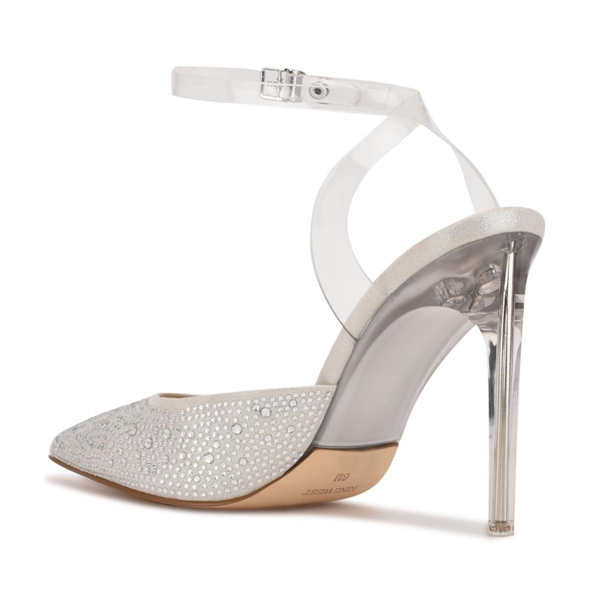 Zapatos De Salon Nine West Sparkel Ankle Strap Mujer Blancas | 9480VJNOD