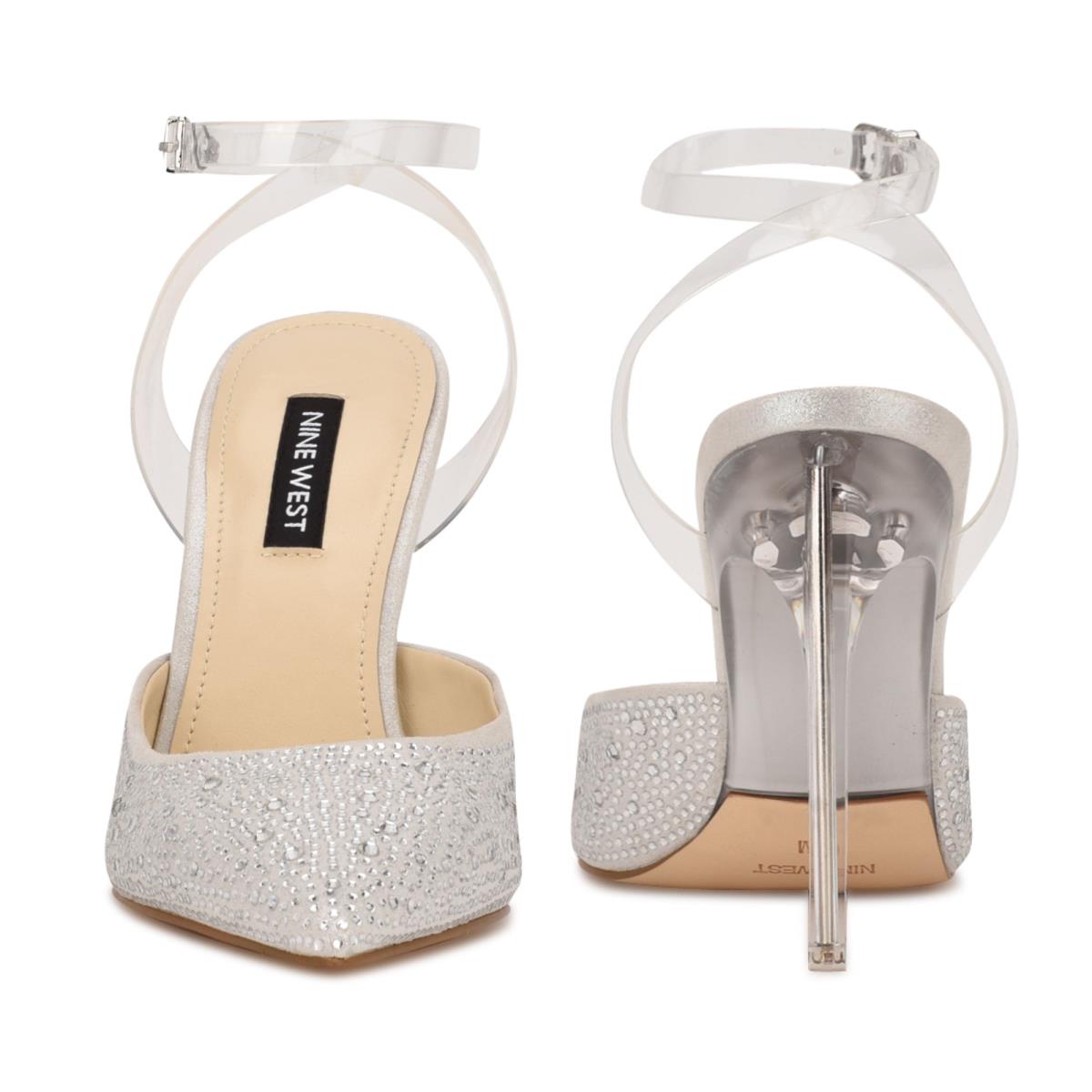 Zapatos De Salon Nine West Sparkel Ankle Strap Mujer Blancas | 9480VJNOD