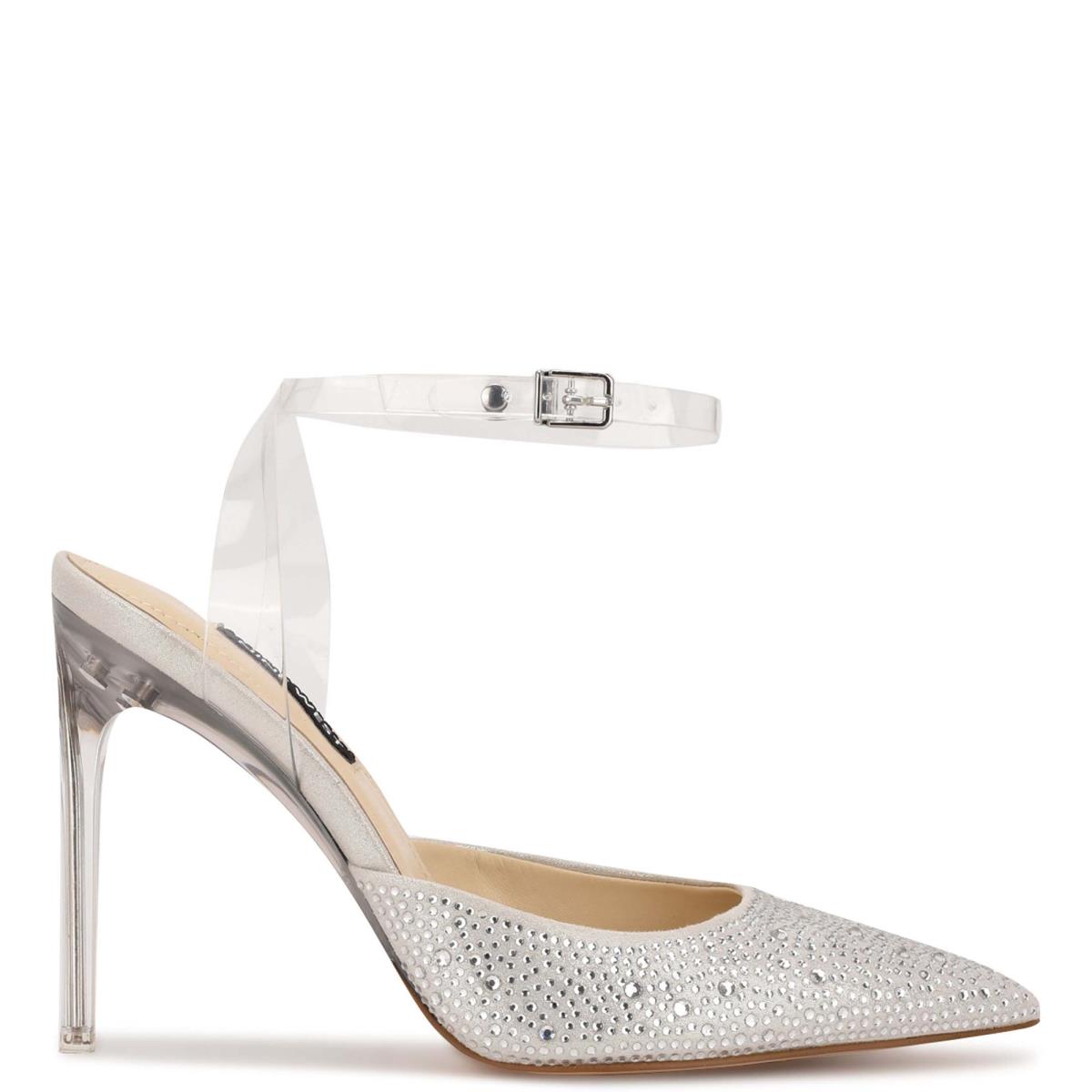 Zapatos De Salon Nine West Sparkel Ankle Strap Mujer Blancas | 9480VJNOD