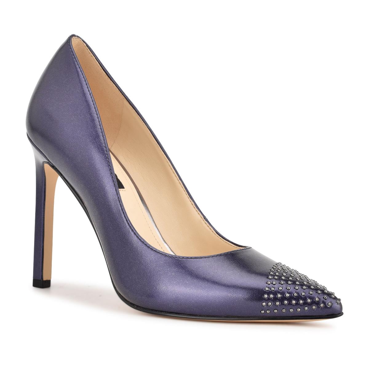 Zapatos De Salon Nine West Tadaa Studded Pointy Toe Mujer Azul Marino | 4185JOYNH