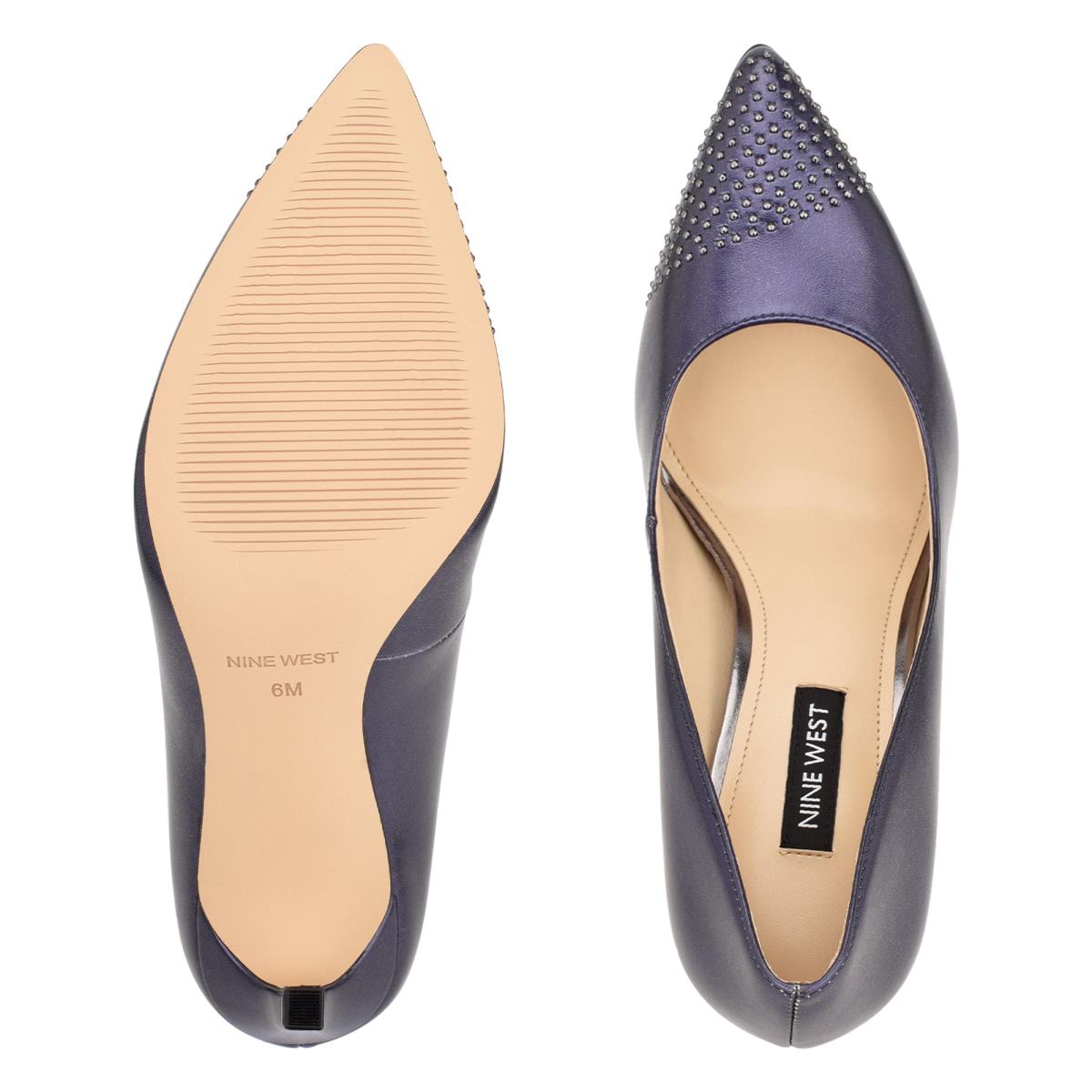 Zapatos De Salon Nine West Tadaa Studded Pointy Toe Mujer Azul Marino | 4185JOYNH