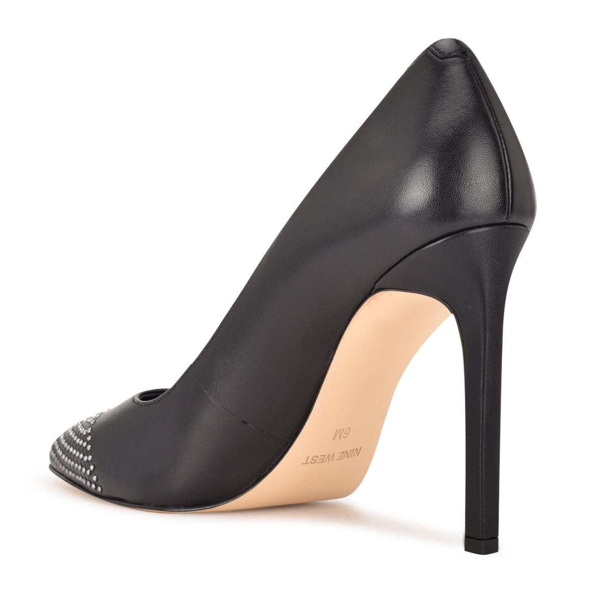 Zapatos De Salon Nine West Tadaa Studded Pointy Toe Mujer Negras | 7163FKRPX