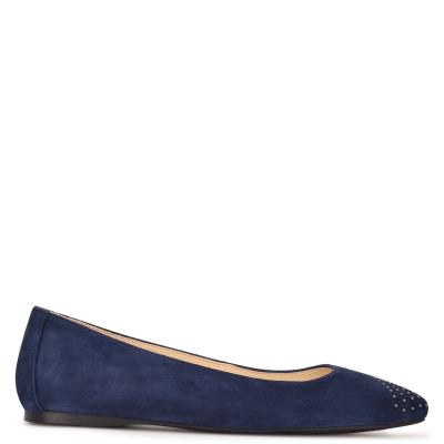 Ballerinas Nine West Aloha Studded Square-Toe Mujer Azul Marino | 0526BNJAK