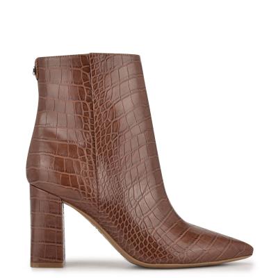 Booties Nine West Cacey 9x9 Heeled Mujer Marrones | 7816LGDNY